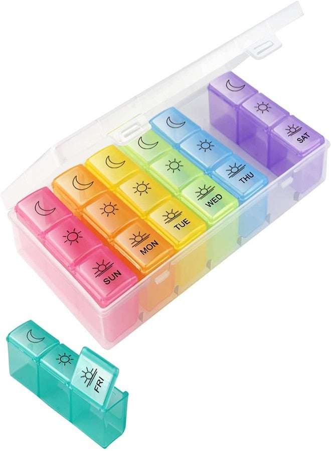 Topinon Pill Medicine Organizer Reminder Storage Box - 7 Days/1 Weeks, 3 Times a Day Large Compartment Pill Case, Moisture-Proof Weekly Pill Box for Vitamins, Medicine, and Pills - Portable Travel-Friendly Design - Image 2